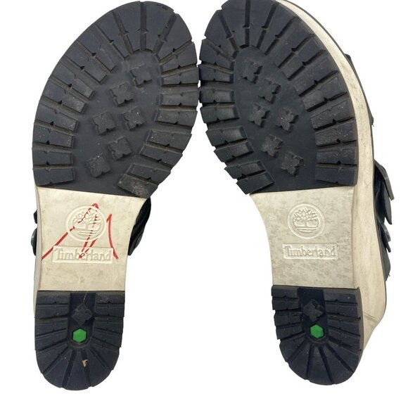 TIMBERLAND Women Platform Size 8 Black Koralyn Buckle Wedge Leather Sandals - Picture 8 of 13